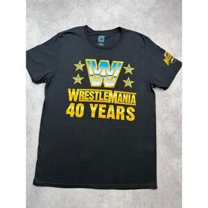 WWE Authentic WrestleMania 40 Years Anniversary T-Shirt Black Mens L Wrestling